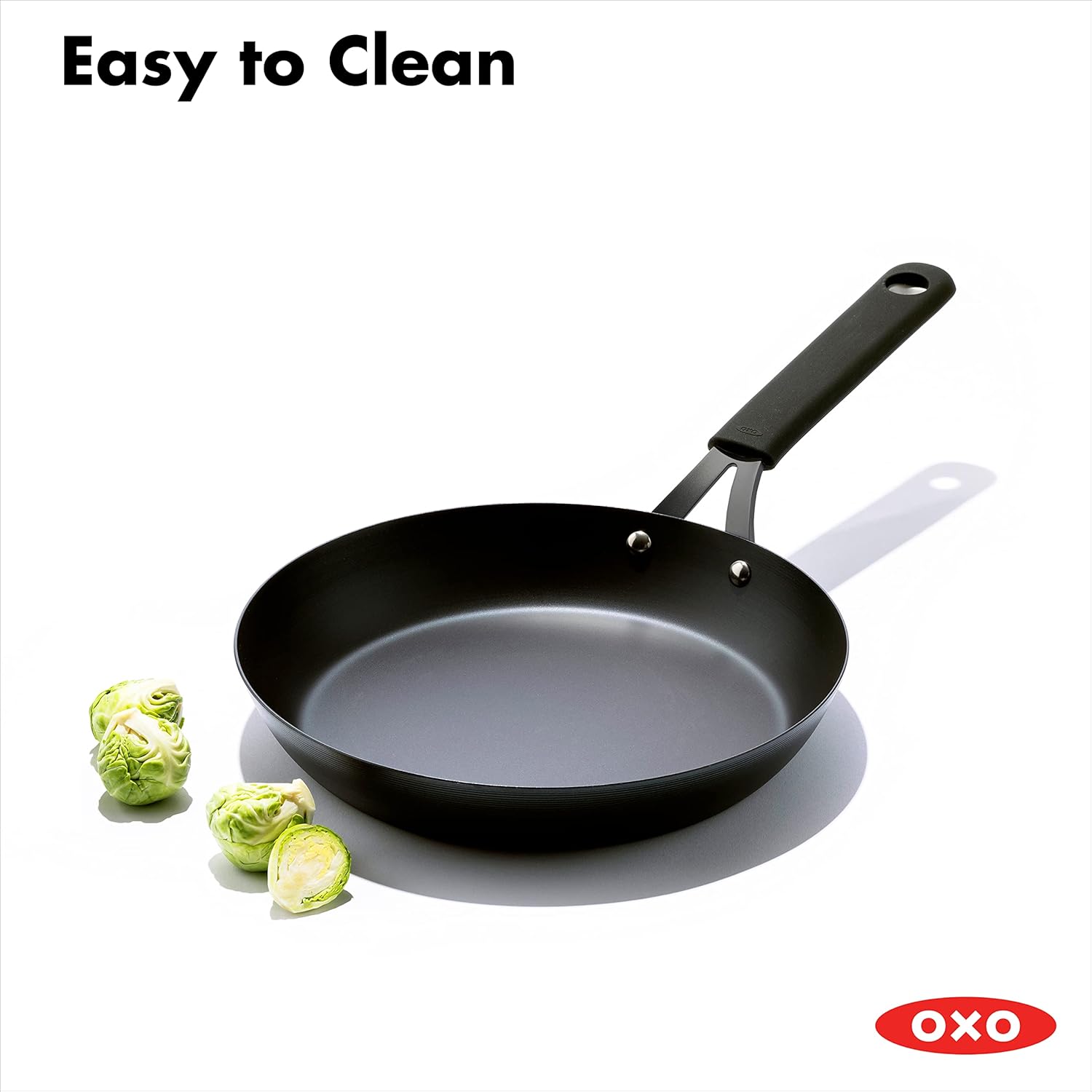 OXO Obsidian Pre-Seasoned Carbon Steel, 12 Wok Pan with Removable Silicone Handle Holder, Induction, Oven Safe, Black - Image 26