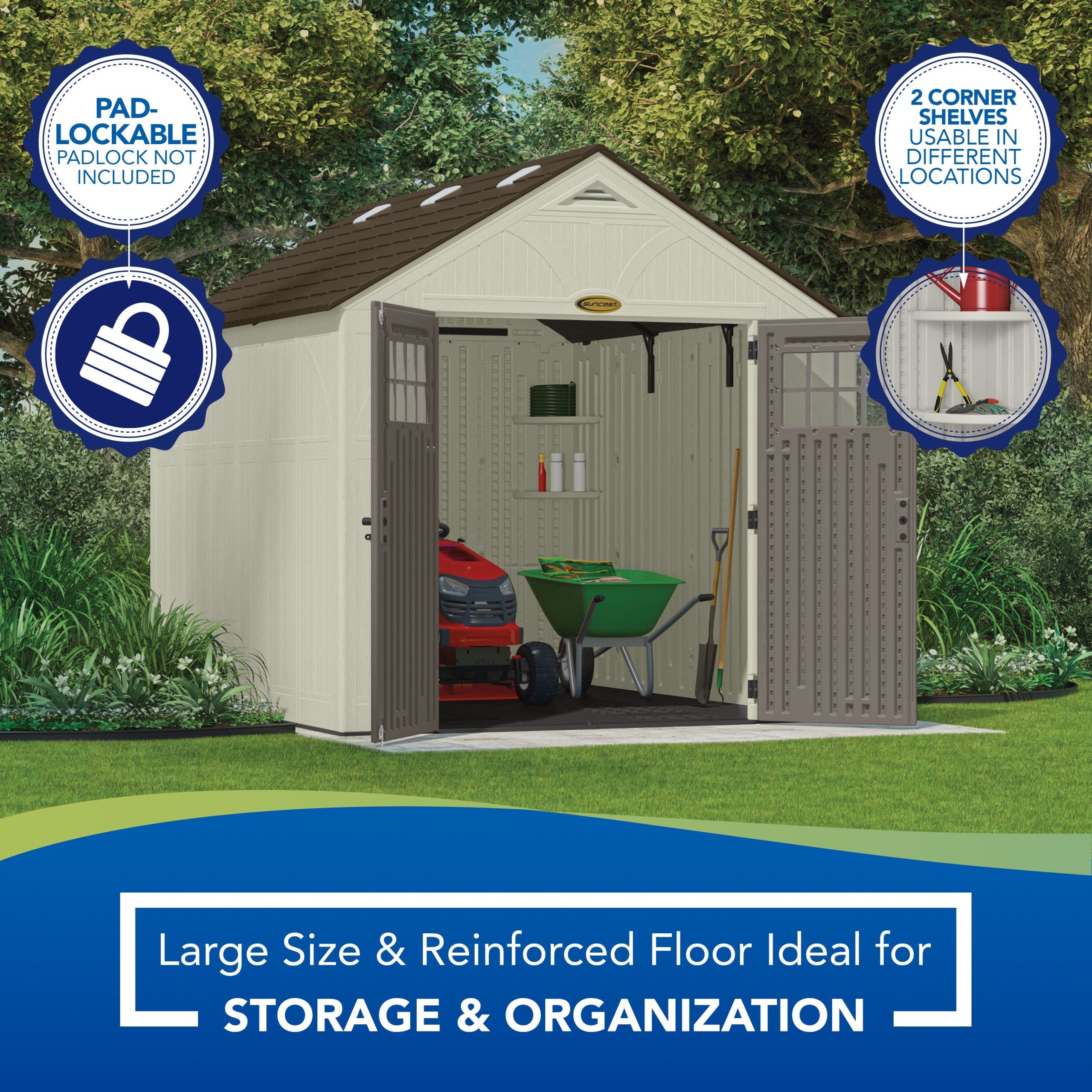 Suncast 8 x 10 ft. Metal and Resin Storage Shed, Vanilla - Image 13