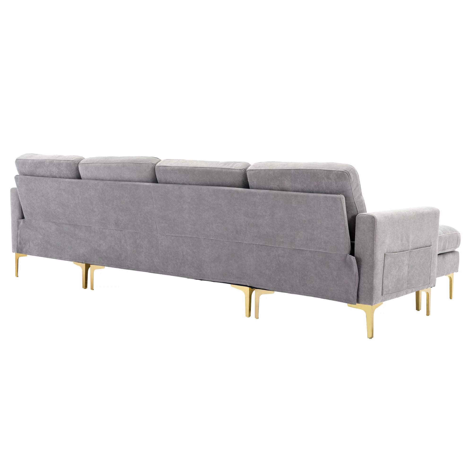 Soges U-Shaped Sectional Sofa with Ottoman, Convertible Couch for Living Room, 5 Seater Sofa, Gray, 110×54 - Image 11