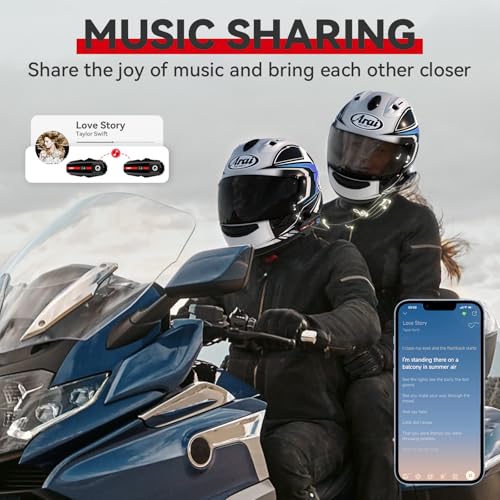 Motorcycle Bluetooth Headset V5.2 with Music Sharing, 2-Way Motorcycle Helmet Bluetooth with IP67 Waterproof, Motorcycle Communication Systems with Hi-FI Speakers for ATV/Snowmobile/Ski, 2 Pack - Image 28