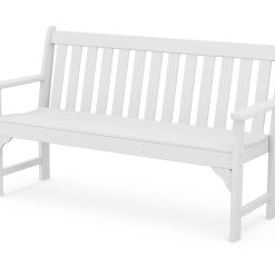 POLYWOOD Vineyard Recycled Plastic Garden Bench, Size: 60 inch, White
