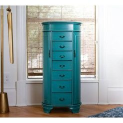 Hives and Honey Daley Oval Standing Jewelry Armoire, Turquoise, Blue