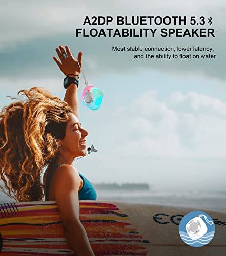 Waterproof Bluetooth Speaker IPX7, Shower Speaker with Dynamic Lights, TWS Mode, Loud Stereo Sound, Robust Bass, Portable Wireless Speaker with 24H Playtime for Kayak, Beach/Trip/Gifts for Unisex - Image 8