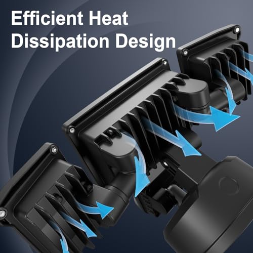 75W Motion Sensor Security Lights with Remote Control,3 Heads Motion Detection Outdoor Lights 6500K IP65,7500LM Flood Lights Dusk to Dawn Motion Sensor Lights for Yard Garage Porch Wall 2PCS - Image 8